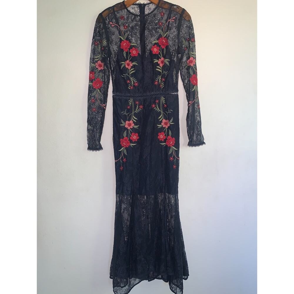 Keepsake The Label Dress S Navy Romantic Whimsigoth Floral Embroidered Maxi
